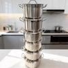 Набор кухонной посуды из 6 предметов из нержавеющей стали, с утолщенным дном, большой емкости