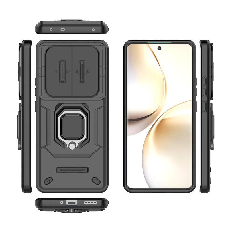 Shockproof Armor Case For OPPO Realme 14 Pro 5G Slide Lens Camera Protection Back Cover for Realme 14 Pro Plus Ring Stand Cases
