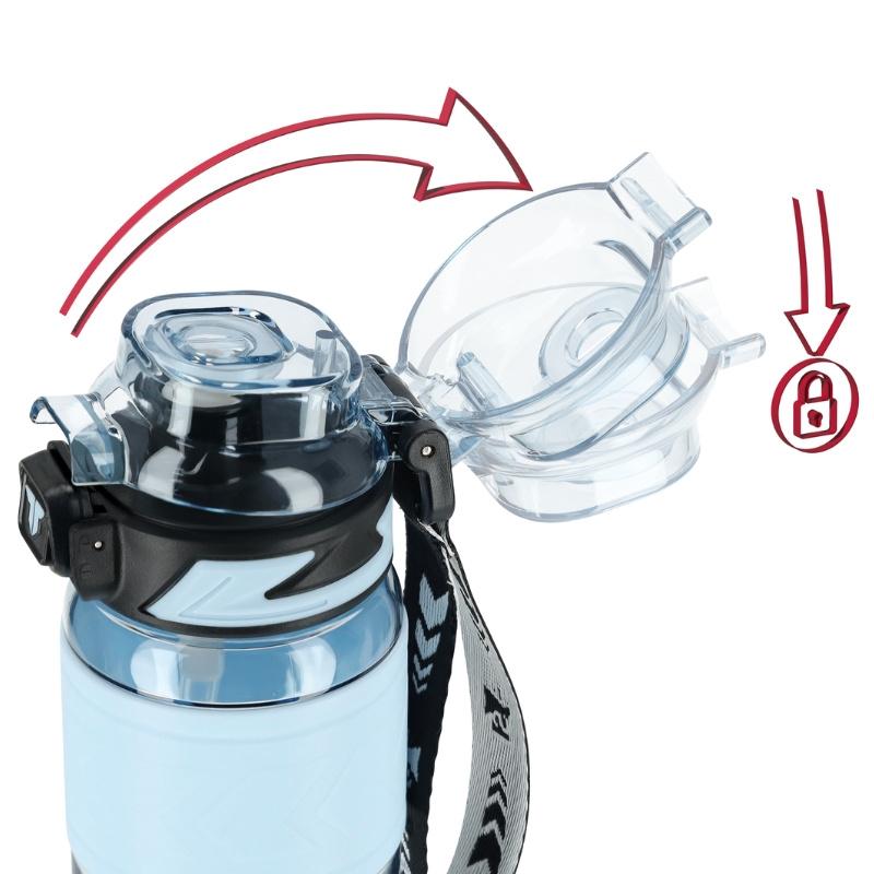 Tritan water bottle 1000ml with measuring cup - blue