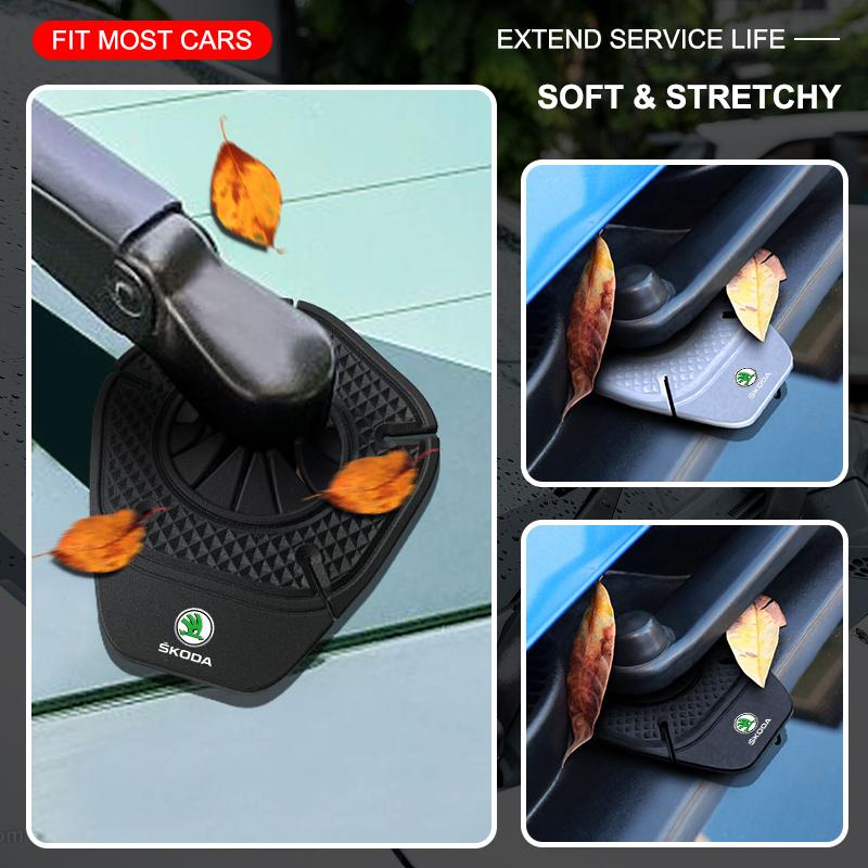2Pcs Car Windshield Wiper Protective Cover Dust Wiper Emblem Car Styling For Skoda Octavia Superb Rapid Kodiaq Karoq Fabia Kamiq Roomster Citigo