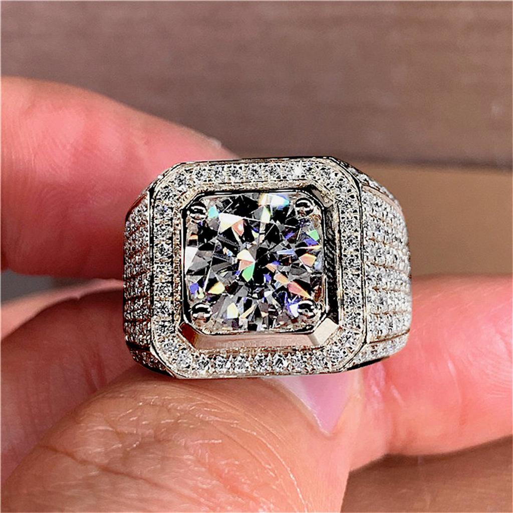 Великолепные мужские кольца с цирконами и стразами, роскошное кольцо для банкета и помолвки цвета меди для мужчин, обручальное кольцо, ювелирные изделия в подарок