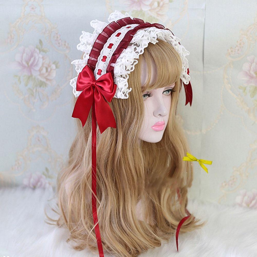 Заколки для волос с вышивкой, кружевные ленты, заколки для волос, повязка на голову с заколками, повязка на голову в стиле Лолиты с рюшами