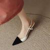 French high heels with half-bag head sandals women's thin heels 2025 women's spring and summer new pointed empty women's shoes