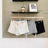 Женские летние шорты 2025 года в корейском стиле с высокой талией, облегающие, для миниатюрных, универсальные, однотонные, с широкими штанинами.