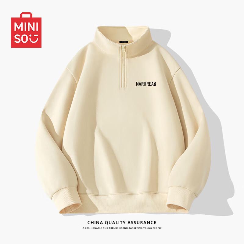 MINISO Men's Vintage Half-Zip Stand-Collar Sweatshirt