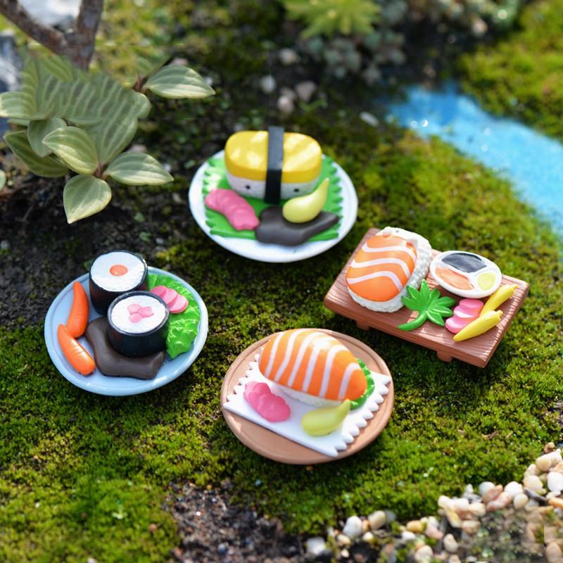 4 шт./компл., мультяшная еда, суши, ремесла ручной работы, миниатюры, мини-фигурки, микропейзаж, суши, украшение для кукольного дома