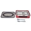 Multifunctional Stainless Steel Divided Dinner Tray Food Plate for Students School CanteenHawthorn Red (4 Compartments )