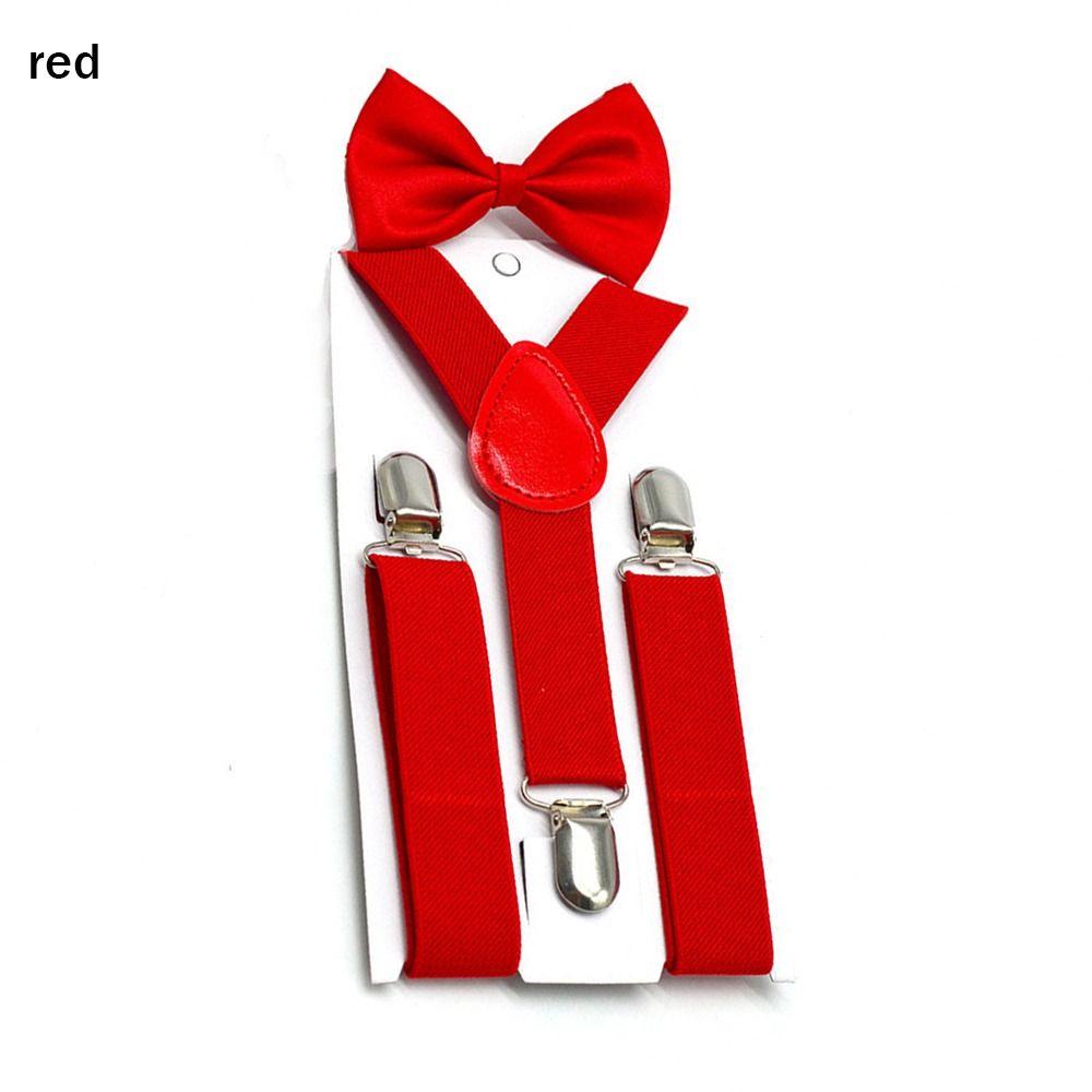 Dress Baby Hair Bow Set Solid Color Elastic Braces Cow Tie Belts Kids Suspenders Printed Bow Tie