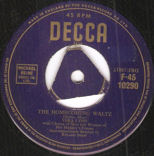 7-дюймовая пластинка VERA LYNN - The Homecoming Waltz F4510290 Decca 1954 Великобритания Поп Б/У