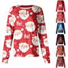 Women Long Sleeve Christmas Print Pattern Pocket Working Stand-up Collar Single-breasted Protective Overalls Cardigan Jacket Top