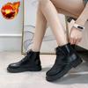 Black Punk Style Lace-up Elegant with Low Heels Women's Ankle Boots Short Shoes for Woman Leather Booties Footwear Laces Combat