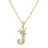 Unisex Fashion Crown A-Z Alphabet Pendant Vintage Chain Necklaces Hip-Hop Style Crystal Zircon Punk MIT
