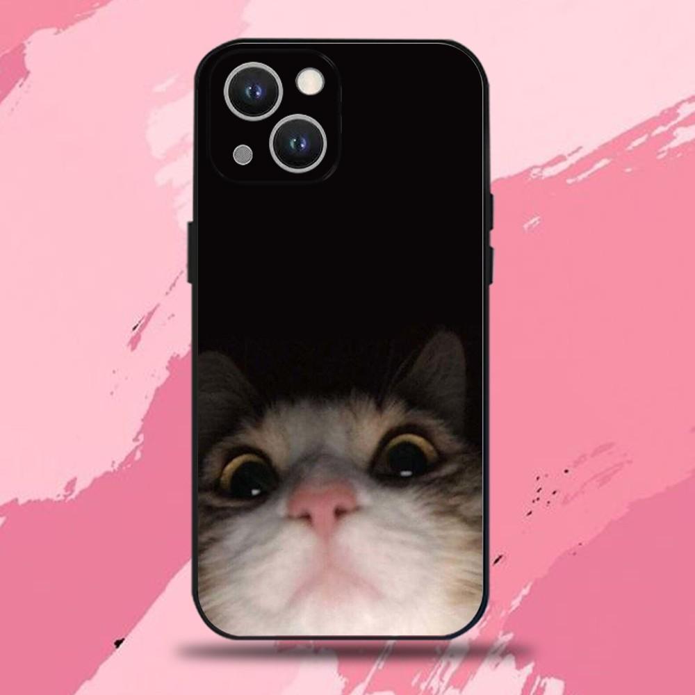 Чехол для телефона с мемами про кошек для iPhone 16,15,14,13,12,11 Plus,Pro Max,XS,X,XR,SE,Mini,8,7, Мягкий силиконовый черный чехол