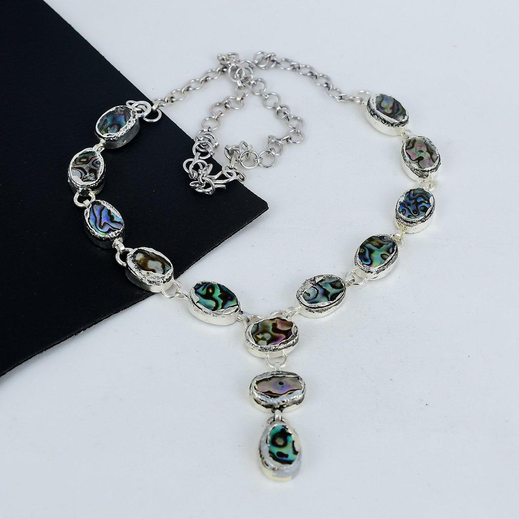 Изящное ожерелье из драгоценных камней в виде ракушки-ушка ручной работы из серебра 925 пробы, серебряное ожерелье из ракушки-ушка для жены, ожерелье унисекс, праздничный наряд в подарок