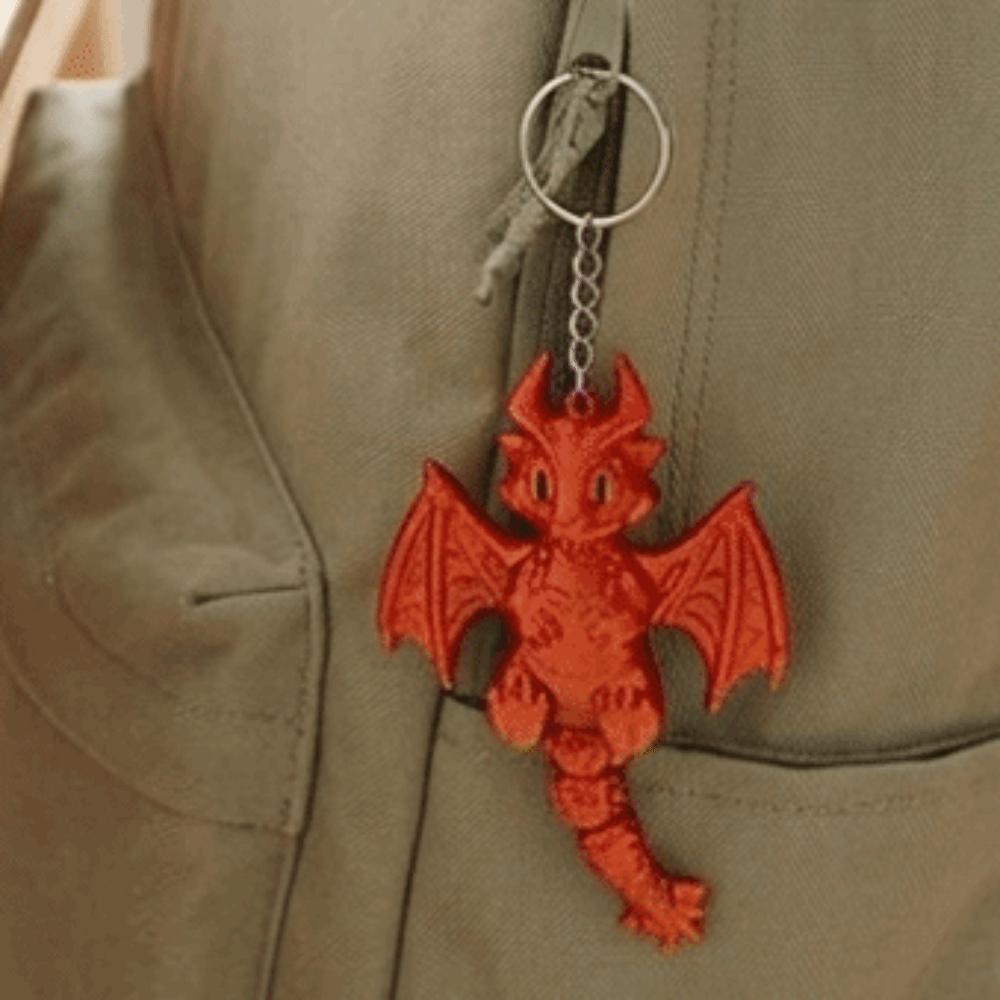 3D Printed Pterosaur Keyring Color Gradient Articulated Pendant Dragon Keychain Bag Decoration