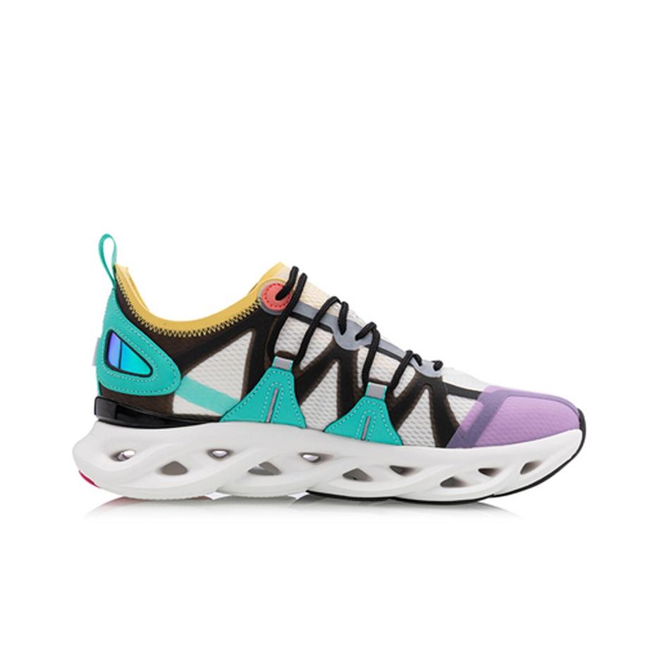 Кроссовки Li Ning Arc Leather Fabric TPU Shock Absorbing Non-Slip Low-Top для бега Мужские кроссовки Белый Фиолетовый Зеленый ARHQ057-4
