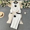 Autumn Women Brand Designer Beading Knitted Sweater Two Piece Set Full Sleeve Pullover Top and Slim Bodycon Sheath Skirt Outfits