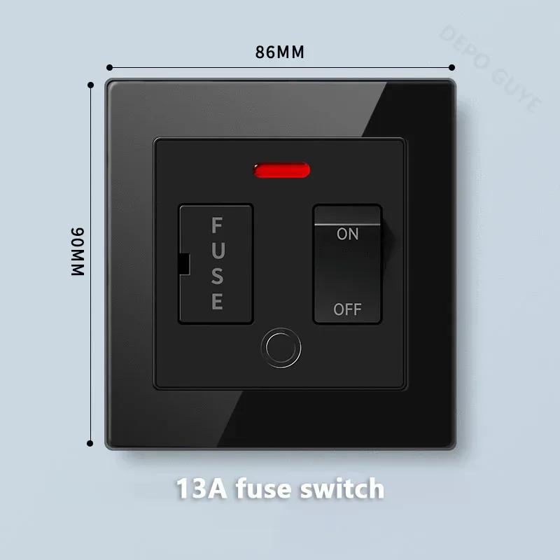 Стандарт Великобритании 20 Вт Type-C розетка для быстрой зарядки универсальный настенный выключатель света на 2 направления, черное закаленное стекло двойная 3-контактная USB розетка