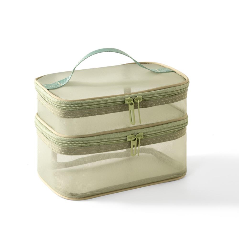 1/2/3 Layers Mesh Cosmetic Bags Zipper Perspective Makeup Bag Casual Cosmetic Storage Bag Women
