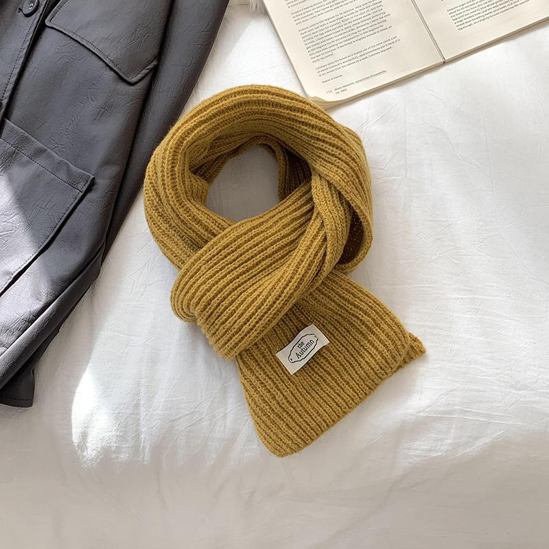 Solid Color Scarf Women's Winter Versatile Knitted Warm and Cold-proof Couple Student Scarf Tide