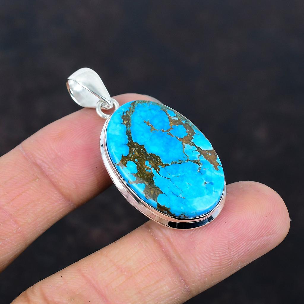 Подвеска из тибетской бирюзы, подвеска из драгоценного камня, серебряная подвеска 925 пробы, уникальный стиль, ювелирное украшение, подвеска ручной работы, серебряные украшения, подарки для матери