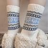 Autumn and Winter Wool Socks, Thick and Warm Mid-calf Socks with A Female Ethnic Style, Retro and Versatile Pile Socks