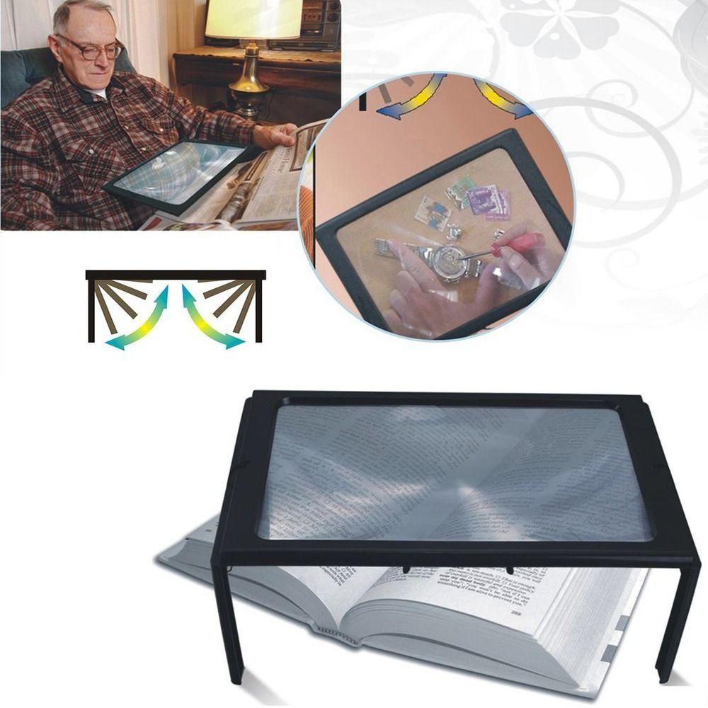 4 LED Light Reading 3X Magnifier Full Page a4 LED Magnifying Glass  for Reading Sewing Knitting