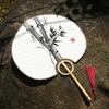 Handmade Japanese Style DIY Fan Bamboo Handle Round Fan Hand Painted Fan  Painting Creation