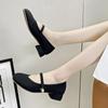 Fashion 2024 Summer New Tweed Style Round Head Soft Bottom Solid Color Mary Jane Shoes Single Button Strap Women's Fashionable Flats