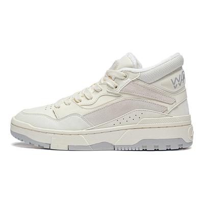 Li Ning Wei Wu Mid Fleece Classic Universal Casual Comfortable Durable Breathable High-Top Skate Shoes Women sneakers Off-White AGCT226-1
