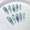 10 шт. Длинные миндальные накладные ногти ручной работы с дизайном бабочки, многоразовые накладные ногти, наклейки