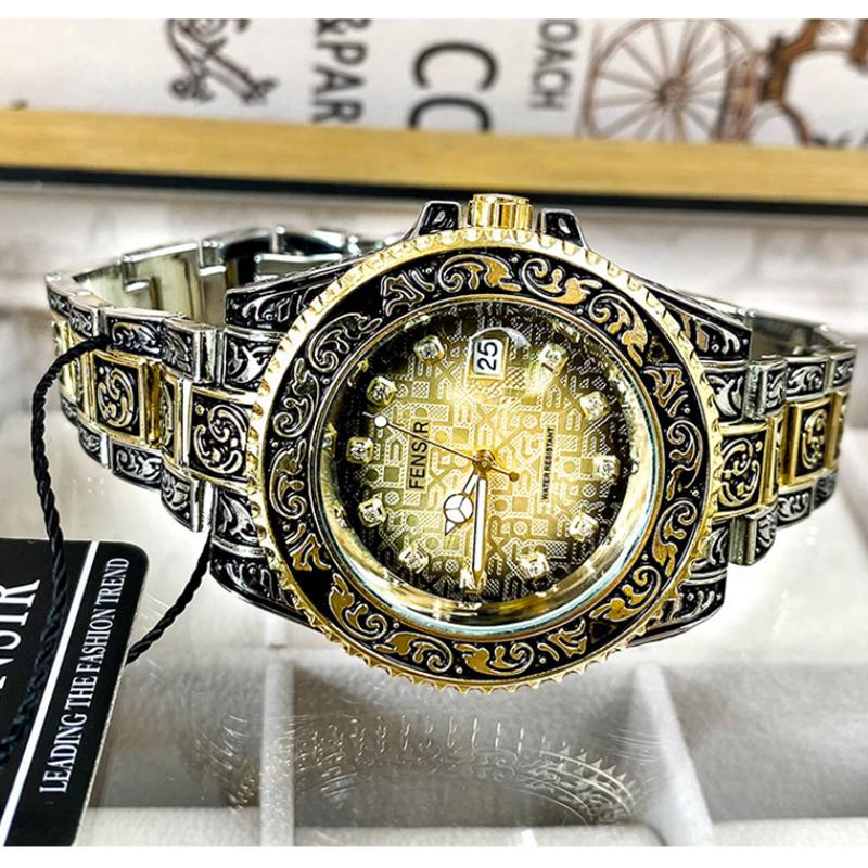 Часы Мужские Модные Ретро Роскошные Креативные Стальной Браслет Наручные Часы Аналоговые Часы Светящаяся Стрелка Календарь Мужские Кварцевые Наручные Часы Montre Homme