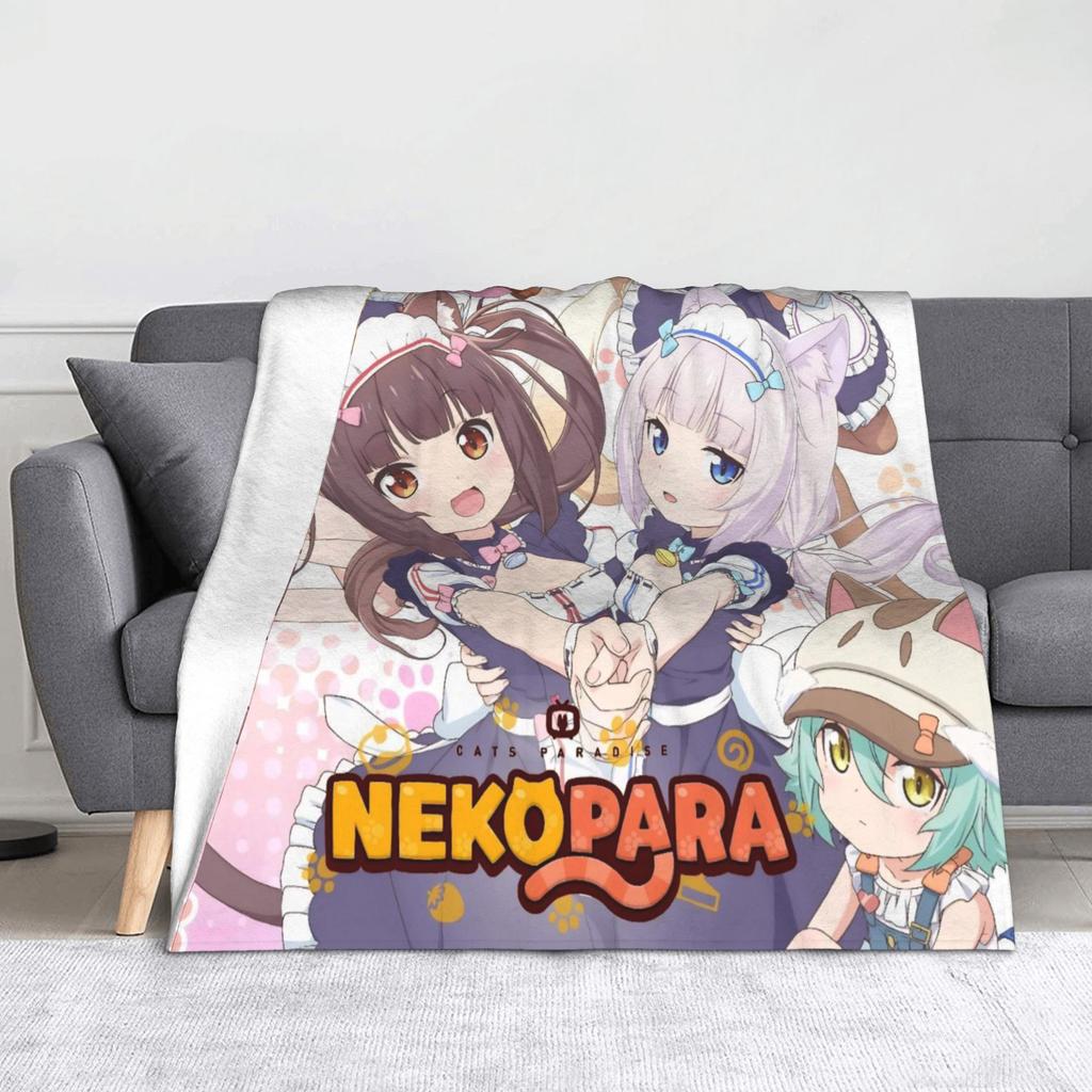 Nekopara Game Chocola and Vanilla Blankets Flannel Summer Air Conditioning  Portable Soft Throw Blanket for Sofa Couch Rug Piece