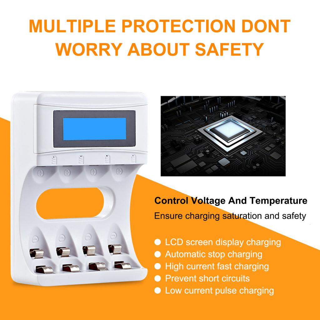 Зарядное устройство на 4 слота с ЖК-дисплеем для Ni-MH аккумуляторной батареи AA AAA Smart Rechargeable