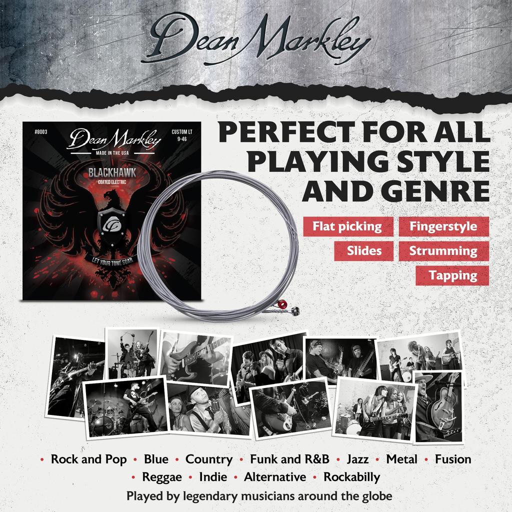 Dean Markley Black Hawk С покрытием Струны для электрогитары 8001 Regular, .010-.046