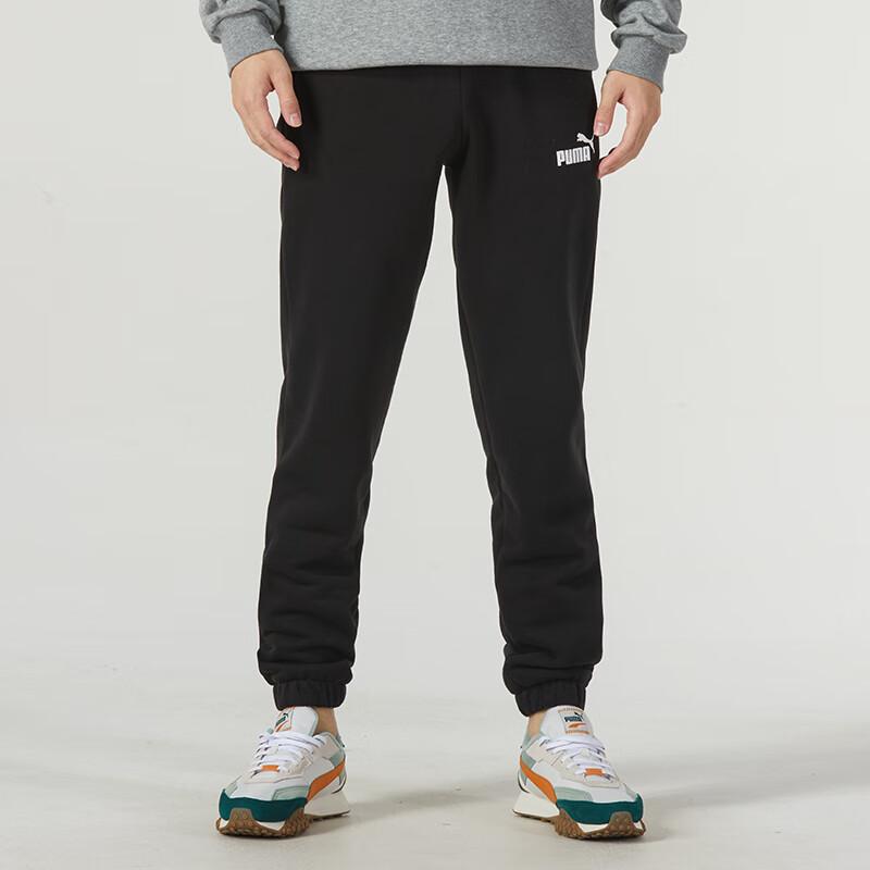 Puma Однотонные теплые трикотажные спортивные брюки с флисовой подкладкой и завязками, мужские брюки черного цвета 678450-01