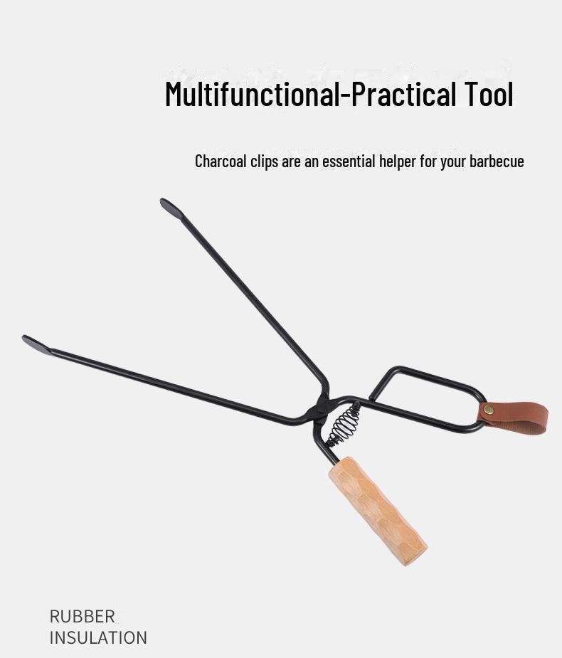 Extended Anti-Scalding Fire Tongs for Camping and Barbecue