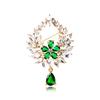Temperament Green Water Drop Fringed Brooch High-End Gift Hollow Flower Pin Niche Ins Brooch Collar Pin Accessories