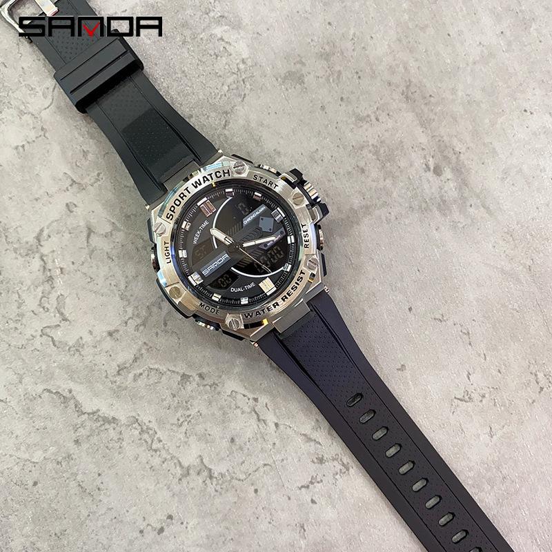 SANDA Новые электронные мужские часы, модный тренд, светящийся водонепроницаемый и противоударный будильник для занятий спортом на открытом воздухе