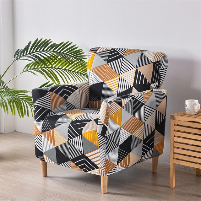 Floral Tub Chair Cover Stretch Spandex Club Armchair Slipcover For Living Room Single Sofa Covers For Study Bar Counter Hotel