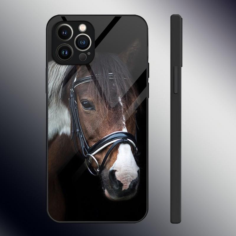 Доминирующий Крутой Конь Чехол для Телефона Закаленное Стекло Для IPhone 13 12 11 14 Pro Max Mini X XR XS 8 7 6s Plus SE 2020 Обложка