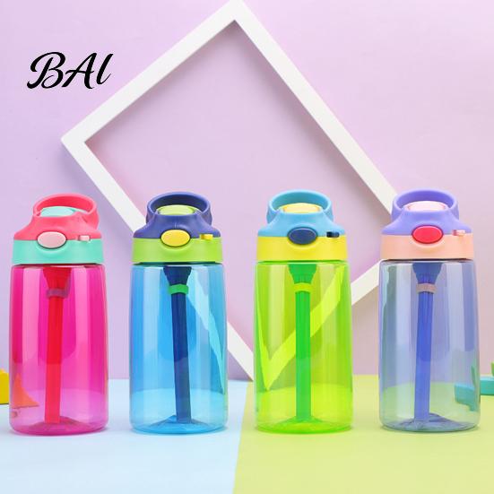 Anti Choking Training Bottle for Kids Cartoon Sippy Cup, 470ml Water with Straw Adjustable Strap, Pop Up Toddler Lid Flip Top Tumbler School, Portable