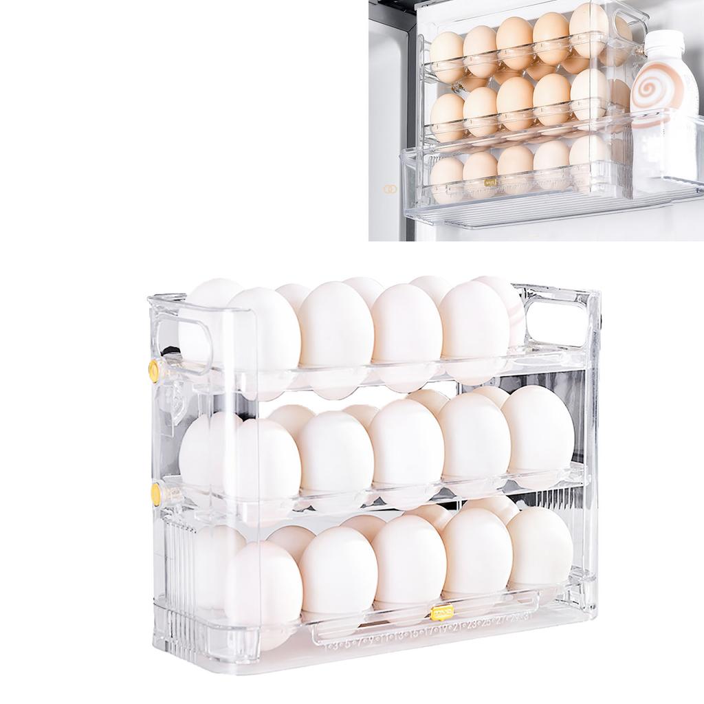Refrigerator Egg Holder Space Saving Kitchen Egg Organizer Reversible Installation Plastic Egg Stora