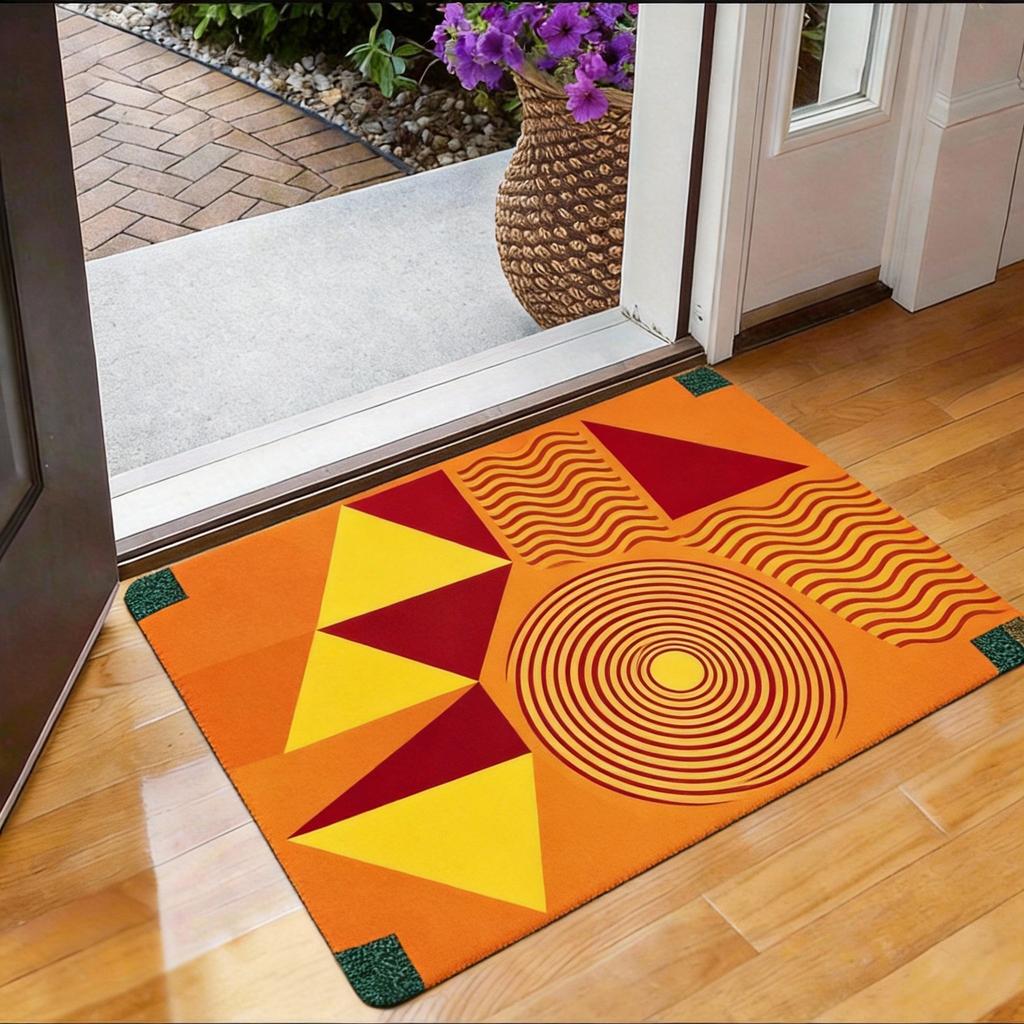 Colorful Abstract Doormat 1pc – Modern Geometric Floor Mat with Bold Art Design, Indoor Entry Rug for Front Door and Hallway
