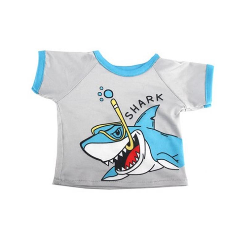 Кукольная одежда, крутая милая пижама с принтом акулы для 18-дюймовой куклы, футболка, шорты, повседневный костюм для девочек