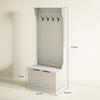 Modern Coat Rack with Shoe Storage Bench and 4 Hooks, 71.5x39.5x170cm, White
