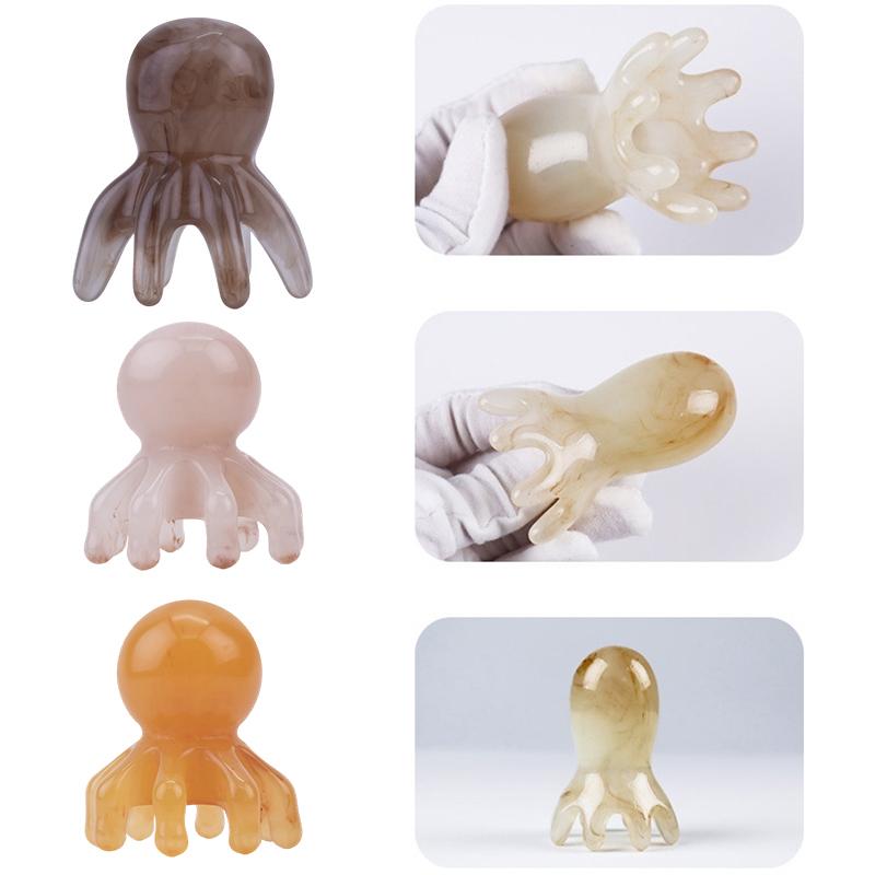 Resin Octopus Comb Head Massager Wide Tooth Meridian Scraping Scalp Brush Acupuncture SPA Gua Sha Health Deep Massage Tool