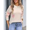 Autumn and Winter Sweater Knitted Sweater with Contrasting Colors and Flowers