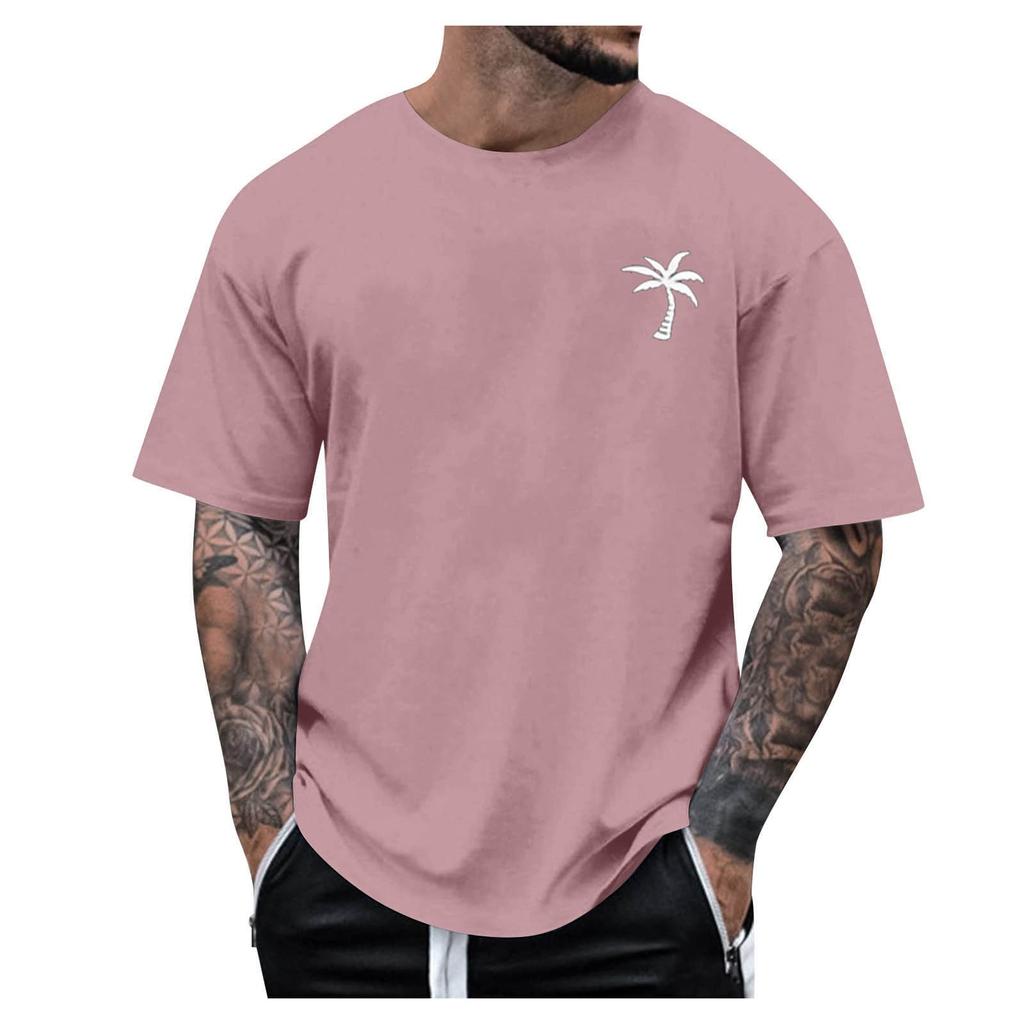 Men's Round Neck Short Sleeve Loose Summer Tops Fashion T-Shirt With Graphic Creative Letters Retro Print Street Sports Casual Tops