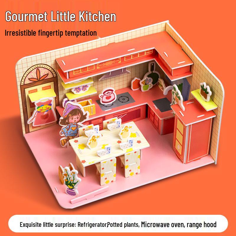 3D Стереоскопический Домик-Пазл DIY для Детей 3-6 лет - Образовательная Бумажная Поделка